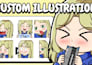 custom illustration characters for memes, chibi, logo, pfp, emote and pngtuber